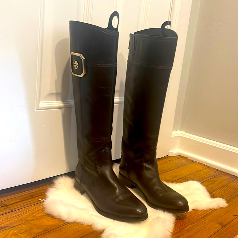 Authentic Tory Burch dark brown leather boots